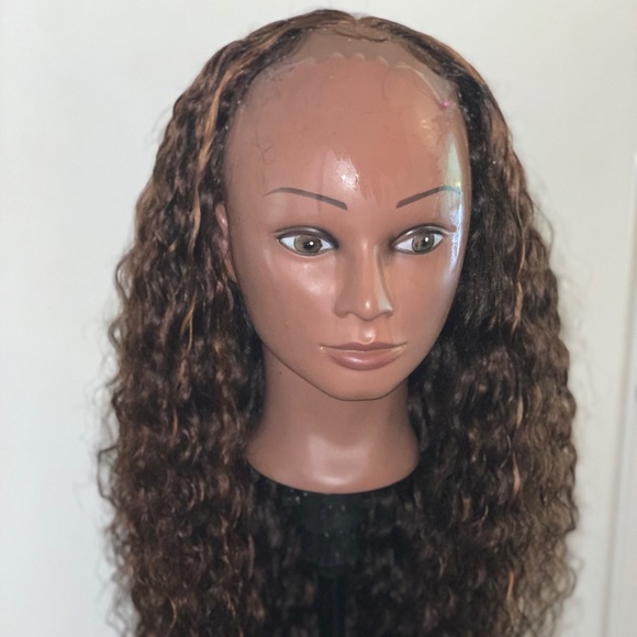 30 inch brown deep wave wig with highlights main image 10